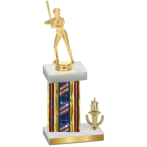 Accented Single Flag USA Victory Softball Trophy