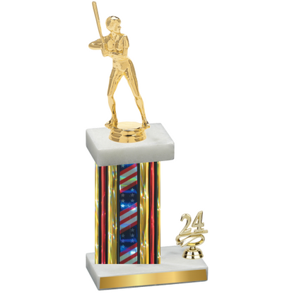 Accented Single Flag USA Year Softball Trophy