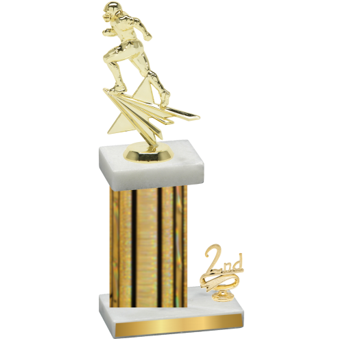 Accented Single Gold Glacier Second Place Football Trophy