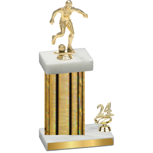 Accented Single Gold Glacier Year Soccer Trophy