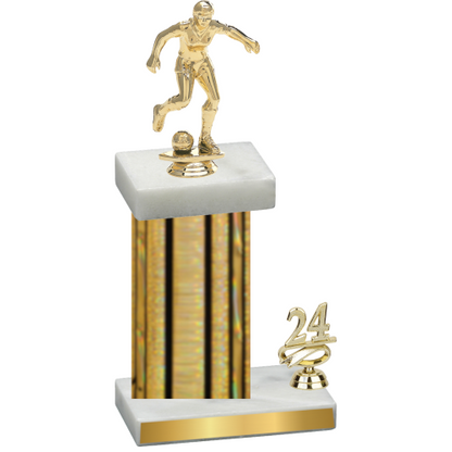 Accented Single Gold Glacier Year Soccer Trophy