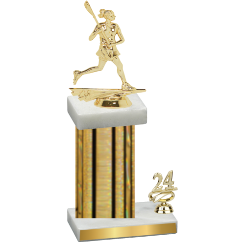 Accented Single Gold Glacier Year Lacrosse Trophy