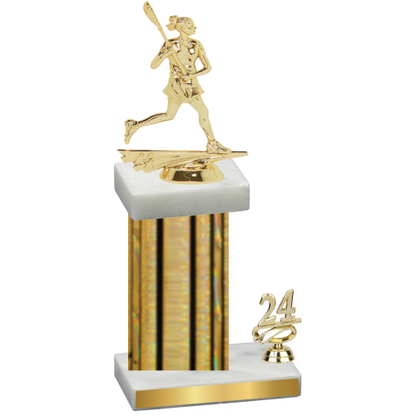 Accented Single Gold Glacier Year Lacrosse Trophy