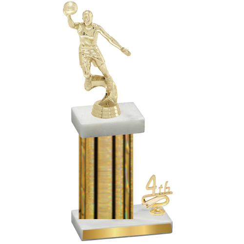 Accented Single Gold Glacier Fourth Place Basketball Trophy