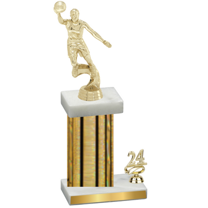 Accented Single Gold Glacier Year Basketball Trophy