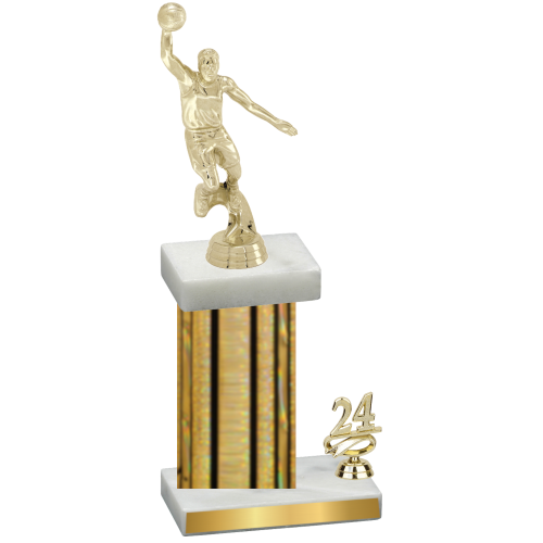 Accented Single Gold Glacier Year Basketball Trophy