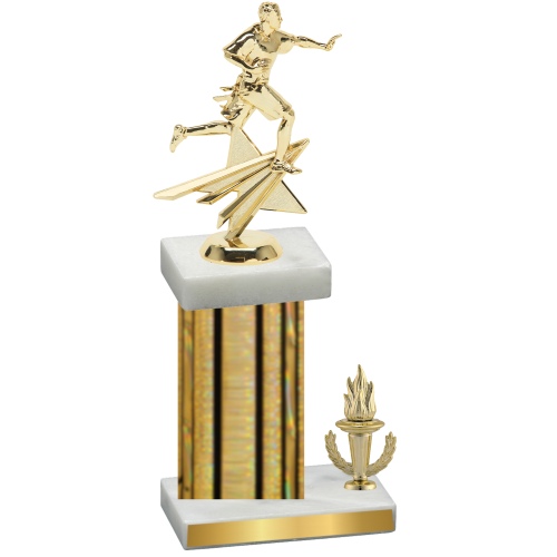 Accented Single Gold Glacier Victory Flag Football Trophy