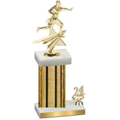 Accented Single Gold Glacier Year Flag Football Trophy