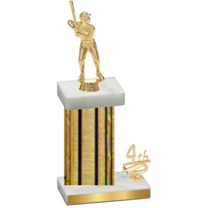 Accented Single Gold Glacier Fourth Place Baseball Trophy