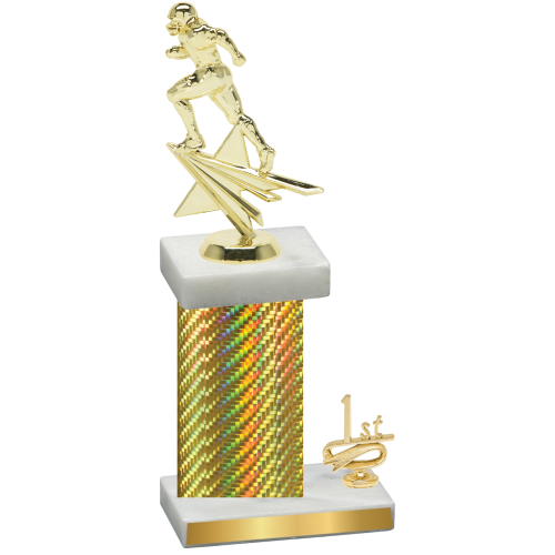 Accented Single Gold Carbon Fiber First Place Football Trophy