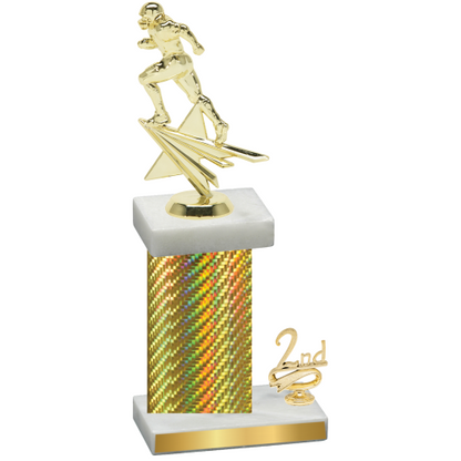 Accented Single Gold Carbon Fiber Second Place Football Trophy