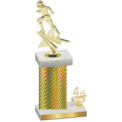 Accented Single Gold Carbon Fiber Fourth Place Football Trophy