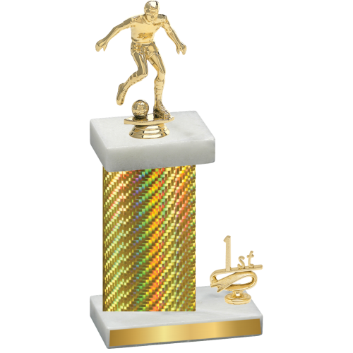 Accented Single Gold Carbon Fiber First Place Soccer Trophy