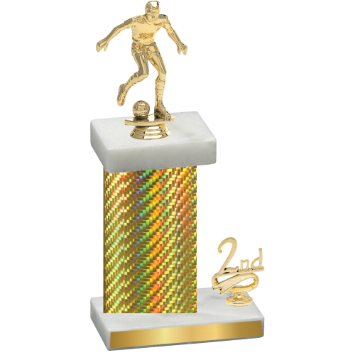 Accented Single Gold Carbon Fiber Second Place Soccer Trophy