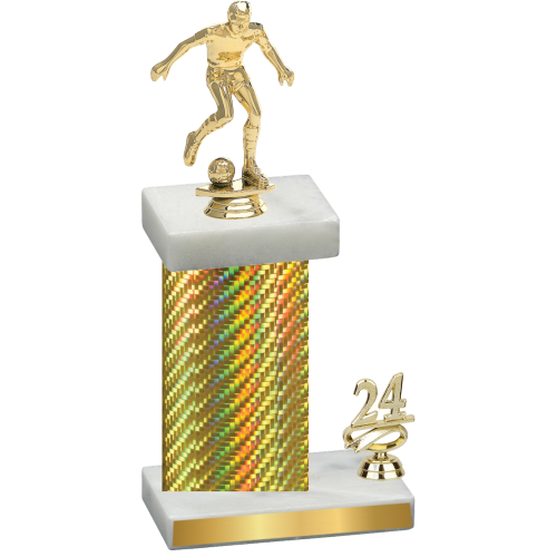 Accented Single Gold Carbon Fiber Year Soccer Trophy