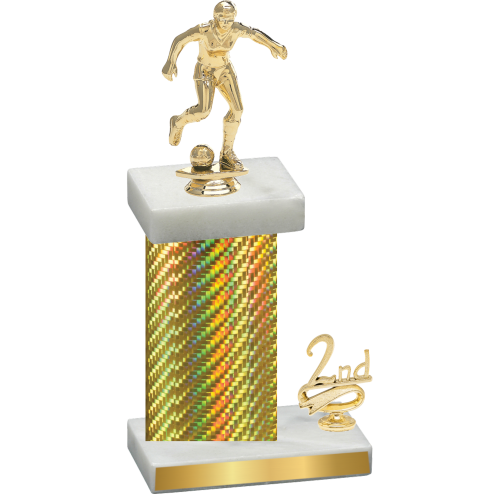 Accented Single Gold Carbon Fiber Second Place Soccer Trophy