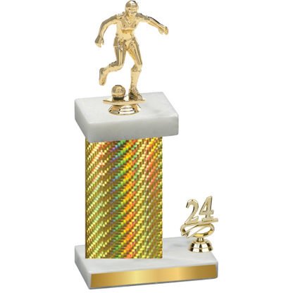 Accented Single Gold Carbon Fiber Year Soccer Trophy