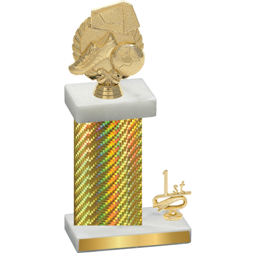 Accented Single Gold Carbon Fiber First Place Soccer Trophy