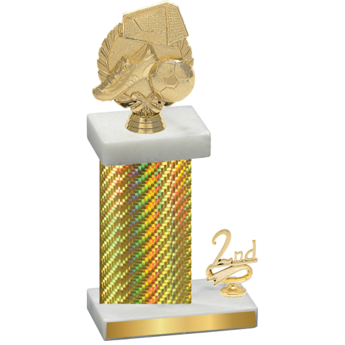 Accented Single Gold Carbon Fiber Second Place Soccer Trophy