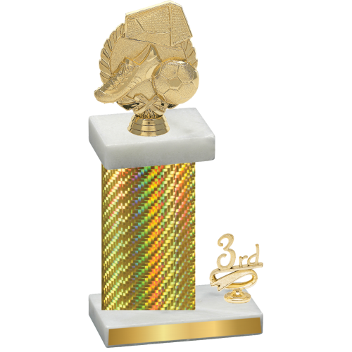 Accented Single Gold Carbon Fiber Third Place Soccer Trophy