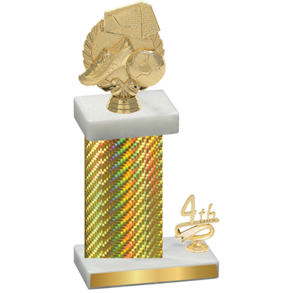 Accented Single Gold Carbon Fiber Fourth Place Soccer Trophy