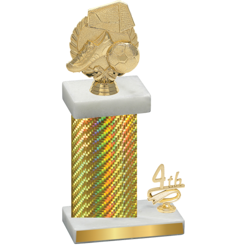 Accented Single Gold Carbon Fiber Fourth Place Soccer Trophy