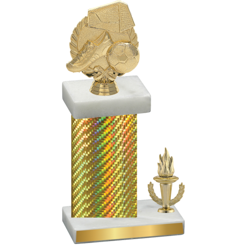 Accented Single Gold Carbon Fiber Victory Soccer Trophy