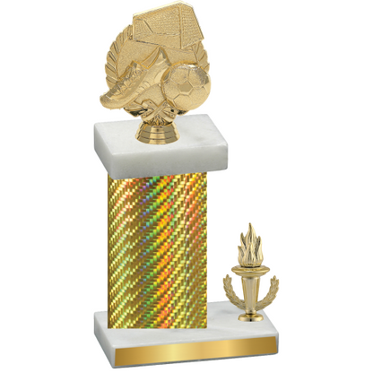 Accented Single Gold Carbon Fiber Victory Soccer Trophy