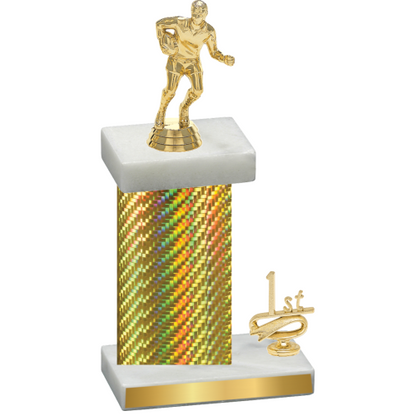 Accented Single Gold Carbon Fiber First Place Rugby Trophy