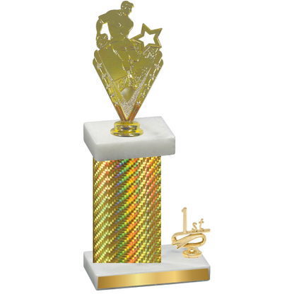 Accented Single Gold Carbon Fiber First Place Rugby Trophy