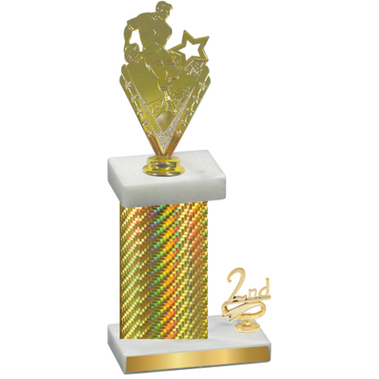 Accented Single Gold Carbon Fiber Second Place Rugby Trophy