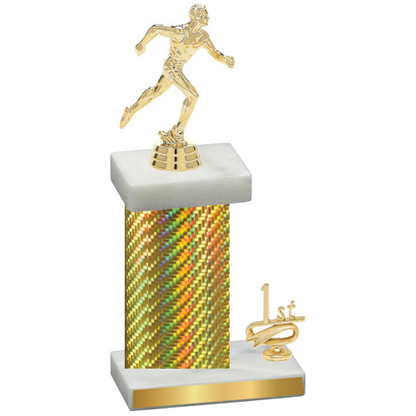 Accented Single Gold Carbon Fiber First Place Running Trophy