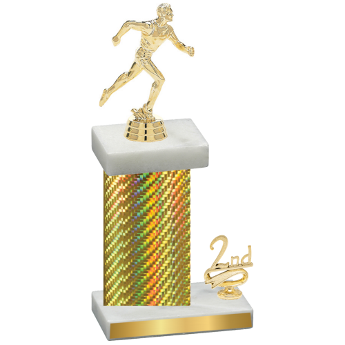 Accented Single Gold Carbon Fiber Second Place Running Trophy