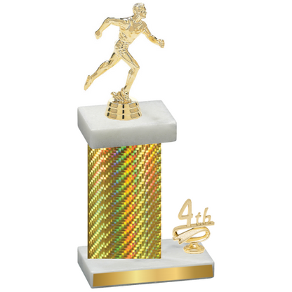 Accented Single Gold Carbon Fiber Fourth Place Running Trophy