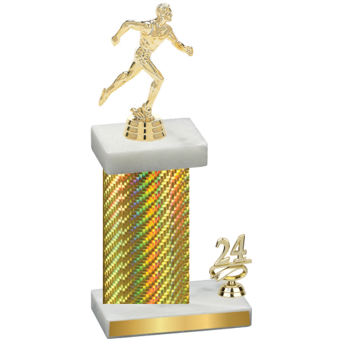 Accented Single Gold Carbon Fiber Year Running Trophy