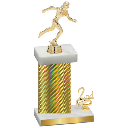 Accented Single Gold Carbon Fiber Second Place Running Trophy