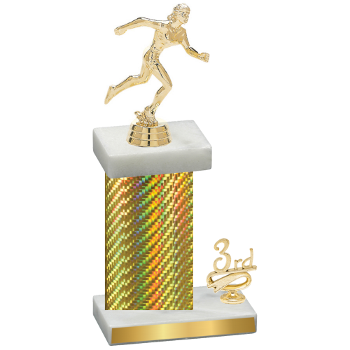 Accented Single Gold Carbon Fiber Third Place Running Trophy