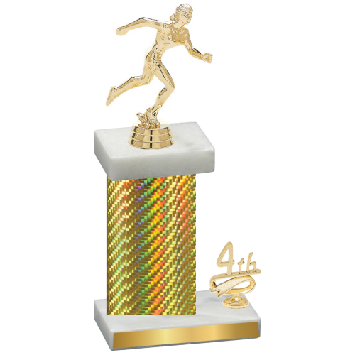 Accented Single Gold Carbon Fiber Fourth Place Running Trophy