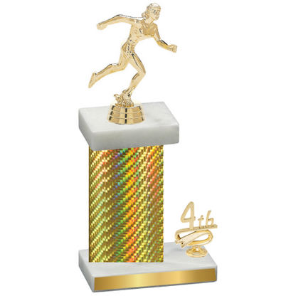 Accented Single Gold Carbon Fiber Fourth Place Running Trophy