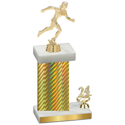 Accented Single Gold Carbon Fiber Year Running Trophy