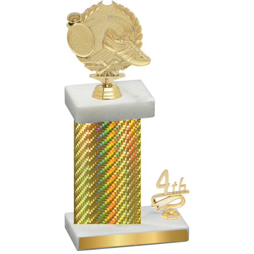 Accented Single Gold Carbon Fiber Fourth Place Running Trophy