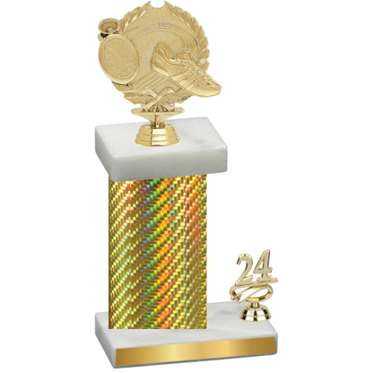 Accented Single Gold Carbon Fiber Year Running Trophy