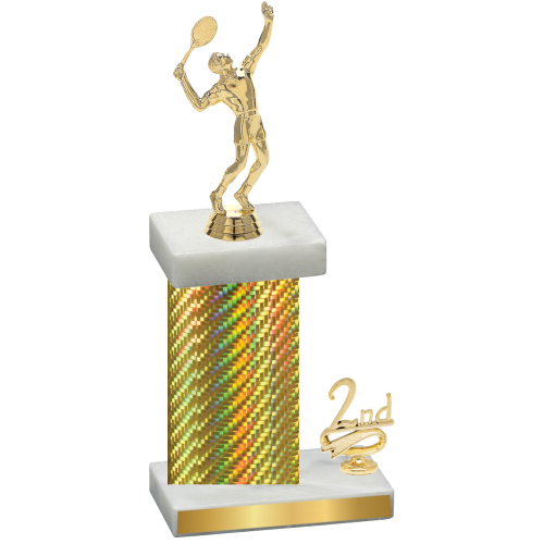 Accented Single Gold Carbon Fiber Second Place Tennis Trophy