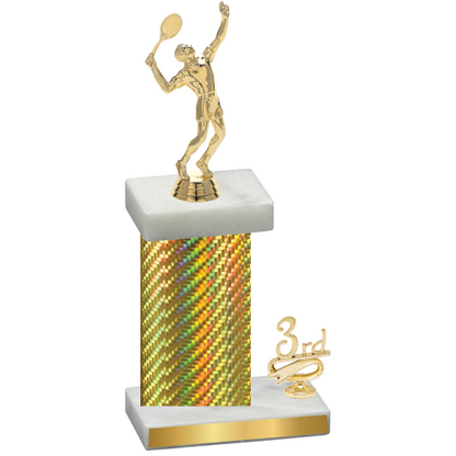 Accented Single Gold Carbon Fiber Third Place Tennis Trophy