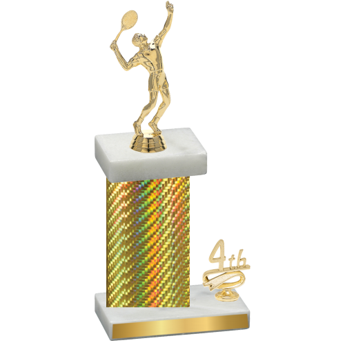 Accented Single Gold Carbon Fiber Fourth Place Tennis Trophy