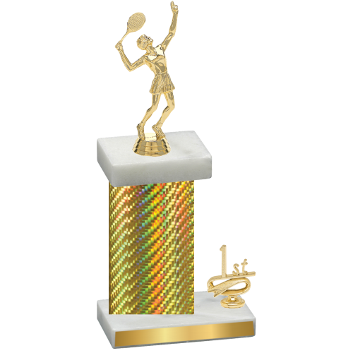 Accented Single Gold Carbon Fiber First Place Tennis Trophy