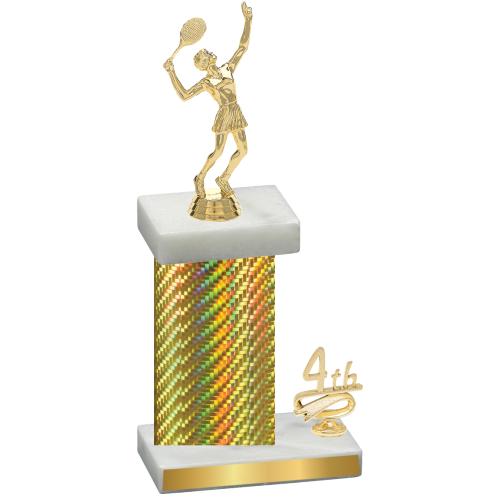 Accented Single Gold Carbon Fiber Fourth Place Tennis Trophy