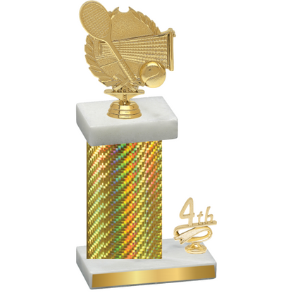 Accented Single Gold Carbon Fiber Fourth Place Tennis Trophy