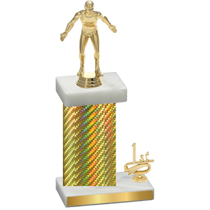 Accented Single Gold Carbon Fiber First Place Wrestling Trophy