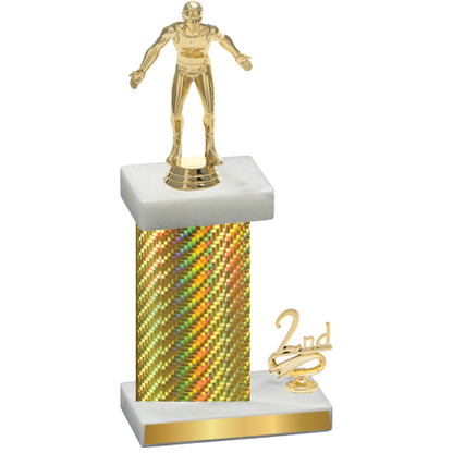 Accented Single Gold Carbon Fiber Second Place Wrestling Trophy